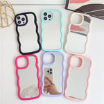 For iPhone 15 Pro Max Case with Mirror Wave Frame PC + TPU Phone Cover