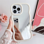 For iPhone 15 Pro Max Case with Mirror Wave Frame PC + TPU Phone Cover