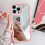 For iPhone 15 Pro Max Case with Mirror Wave Frame PC + TPU Phone Cover