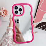 For iPhone 15 Pro Max Case with Mirror Wave Frame PC + TPU Phone Cover