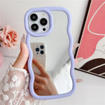 For iPhone 15 Pro Max Case with Mirror Wave Frame PC + TPU Phone Cover