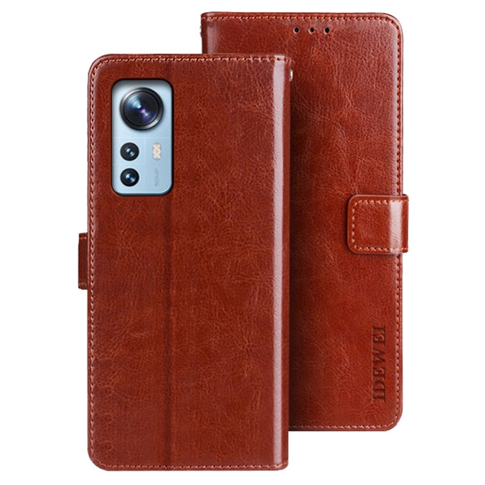 IDEWEI för Xiaomi 12T 5G / Redmi K50 Ultra 5G mobilskal vikbart stativ Crazy Horse texturerat mobilskal med plånbok