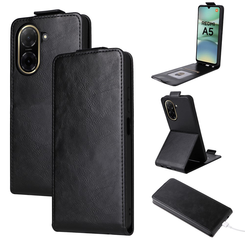For Xiaomi Redmi A5 NFC (EU) (173.45mm) Stand Case Magnetic Clasp Vertical Flip Leather Phone Cover with Card Holder