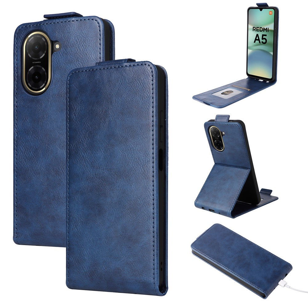 For Xiaomi Redmi A5 NFC (EU) (173.45mm) Stand Case Magnetic Clasp Vertical Flip Leather Phone Cover with Card Holder