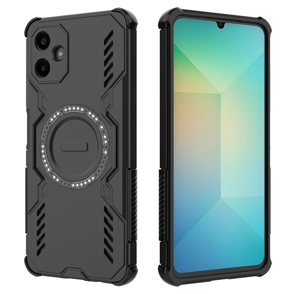 For Samsung Galaxy A06 4G Magnetic Case Butterfly Armor Hollow Heat Dissipation PC + TPU Phone Cover