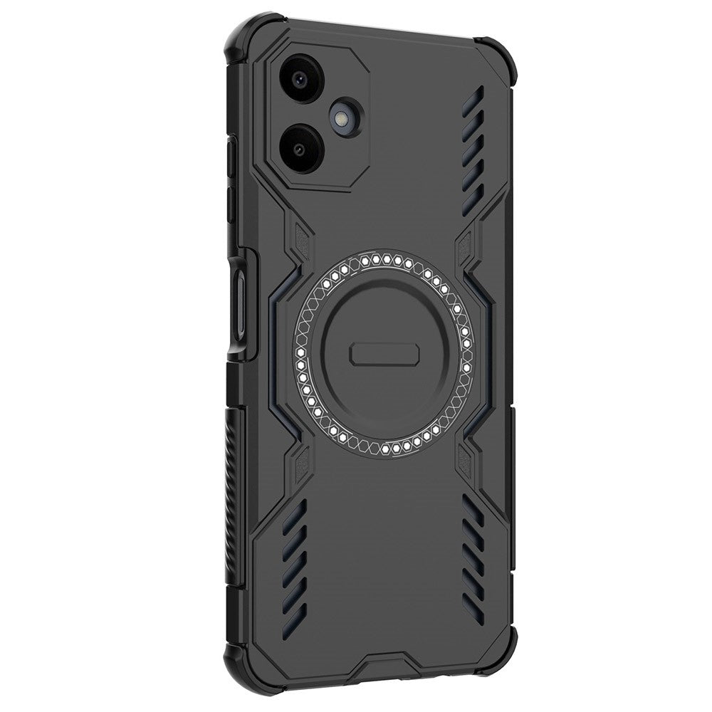 For Samsung Galaxy A06 4G Magnetic Case Butterfly Armor Hollow Heat Dissipation PC + TPU Phone Cover