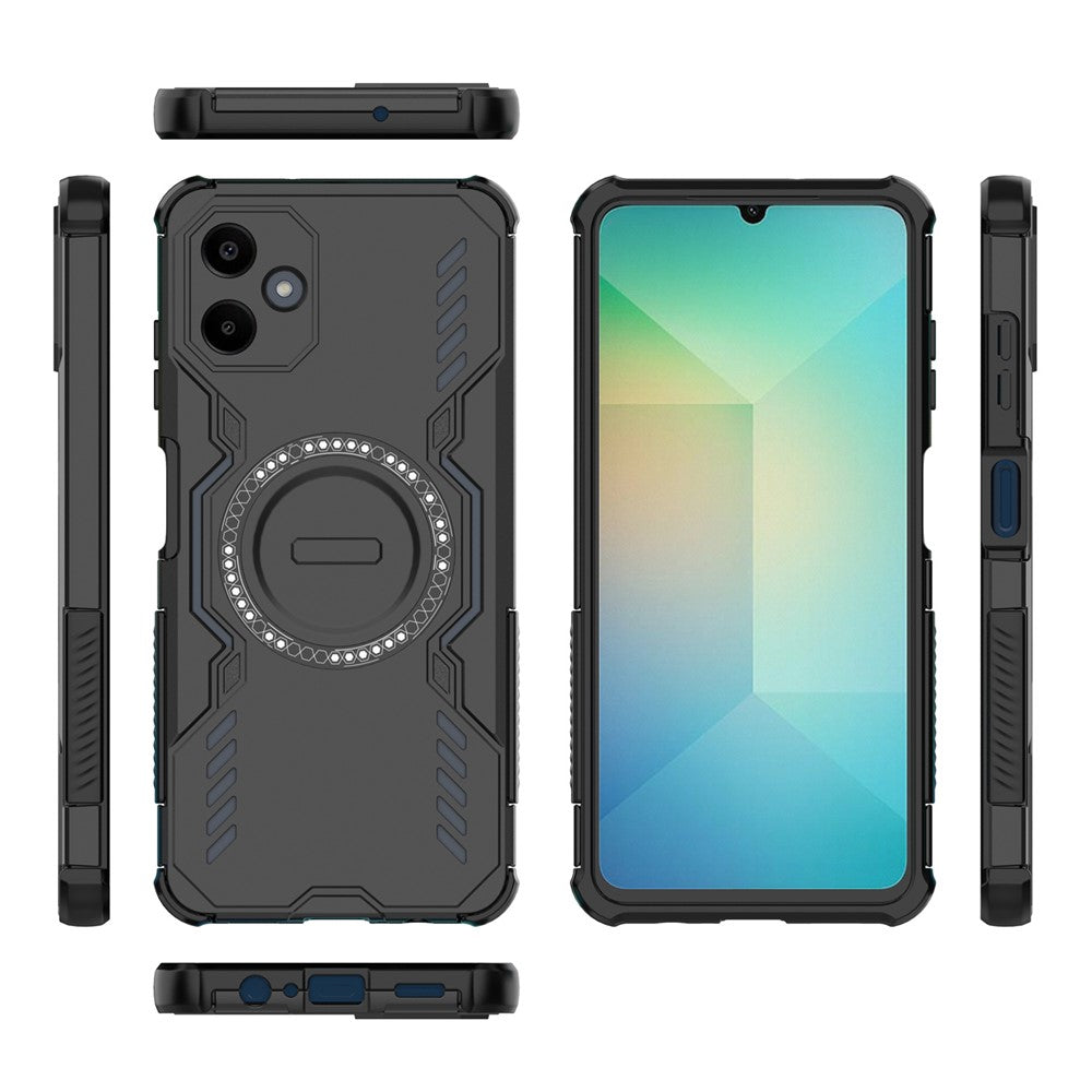For Samsung Galaxy A06 4G Magnetic Case Butterfly Armor Hollow Heat Dissipation PC + TPU Phone Cover