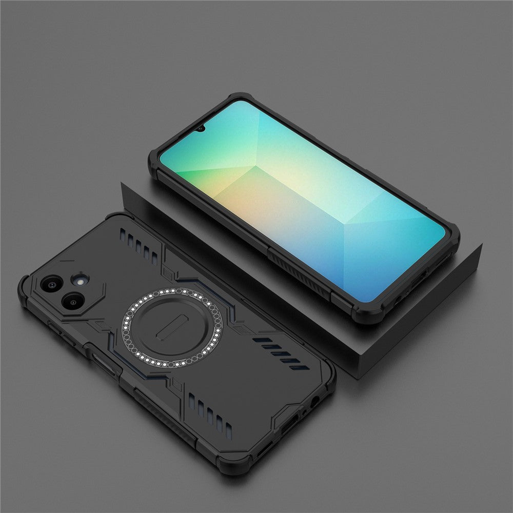 For Samsung Galaxy A06 4G Magnetic Case Butterfly Armor Hollow Heat Dissipation PC + TPU Phone Cover