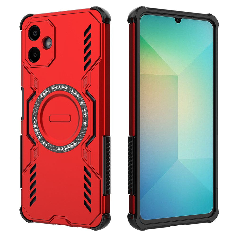 For Samsung Galaxy A06 4G Magnetic Case Butterfly Armor Hollow Heat Dissipation PC + TPU Phone Cover