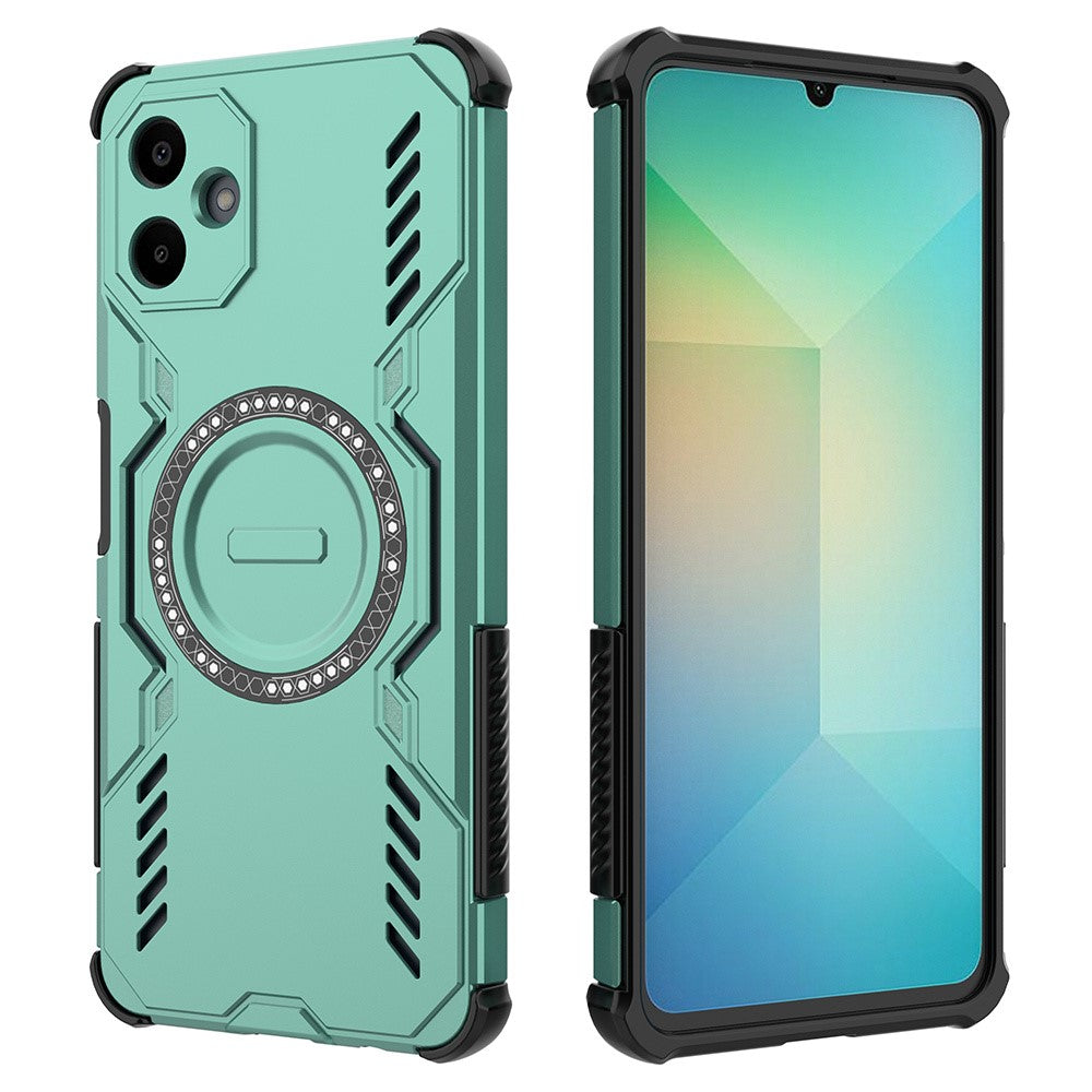 For Samsung Galaxy A06 4G Magnetic Case Butterfly Armor Hollow Heat Dissipation PC + TPU Phone Cover