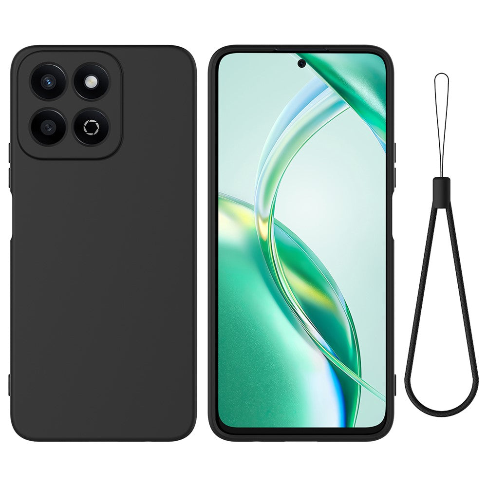 For Honor X6b 5G  /  Play 60 Plus 5G Liquid Silicone Case Phone Back Cover with Hand Strap