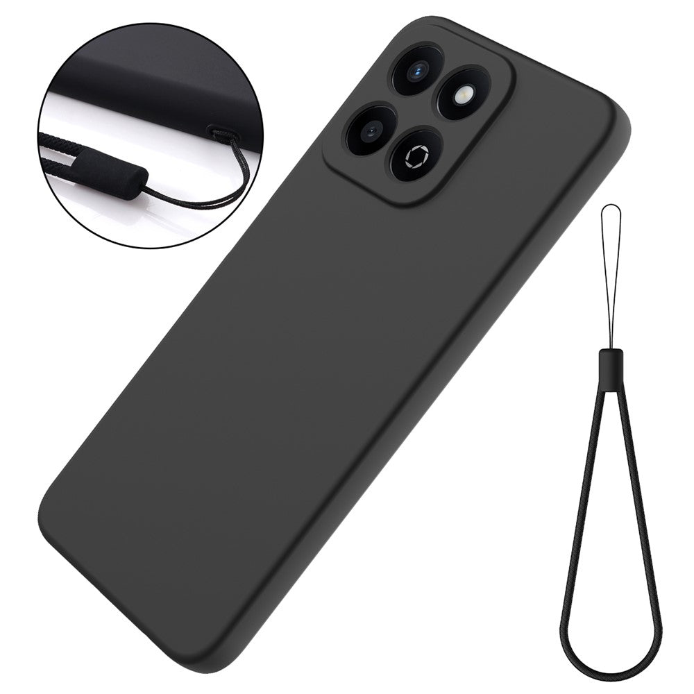 For Honor X6b 5G  /  Play 60 Plus 5G Liquid Silicone Case Phone Back Cover with Hand Strap