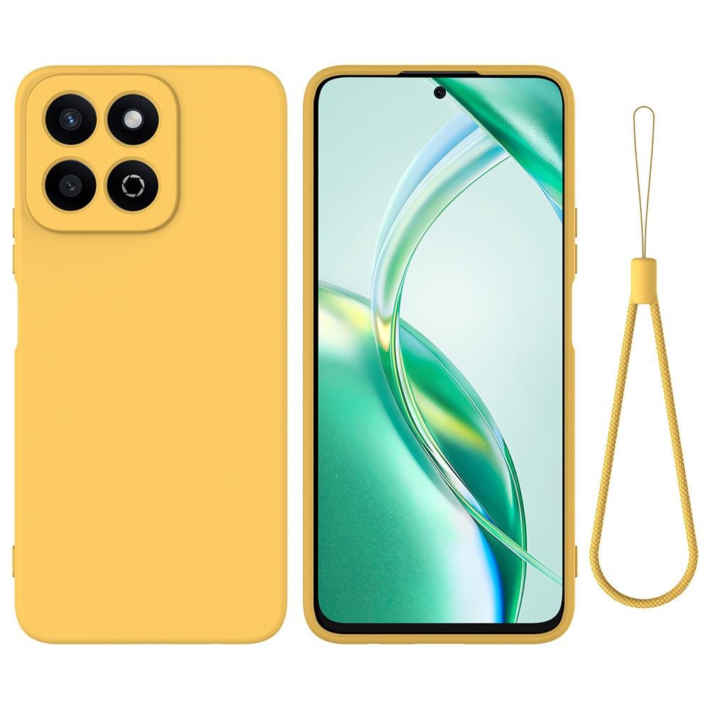 For Honor X6b 5G  /  Play 60 Plus 5G Liquid Silicone Case Phone Back Cover with Hand Strap