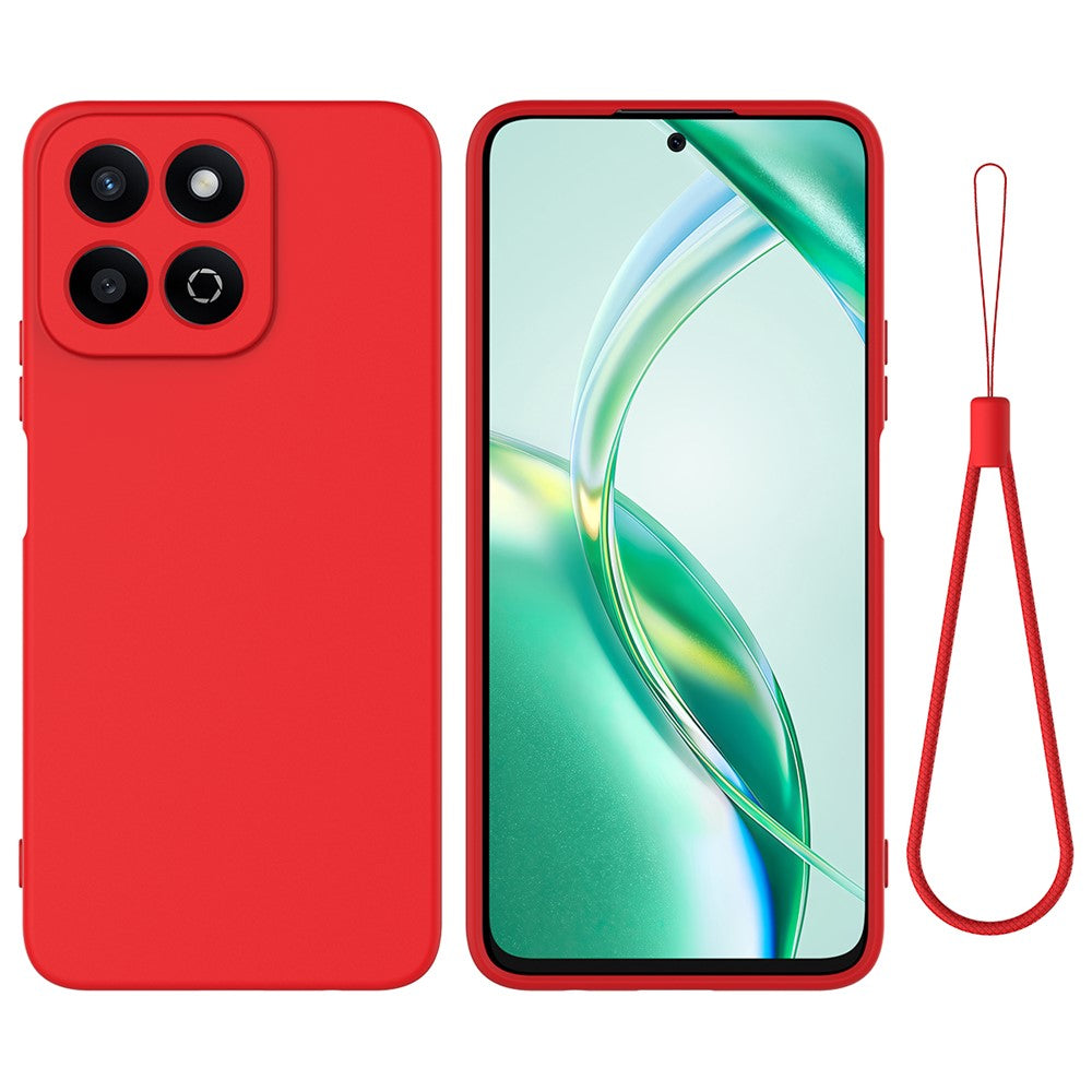 For Honor X6b 5G  /  Play 60 Plus 5G Liquid Silicone Case Phone Back Cover with Hand Strap