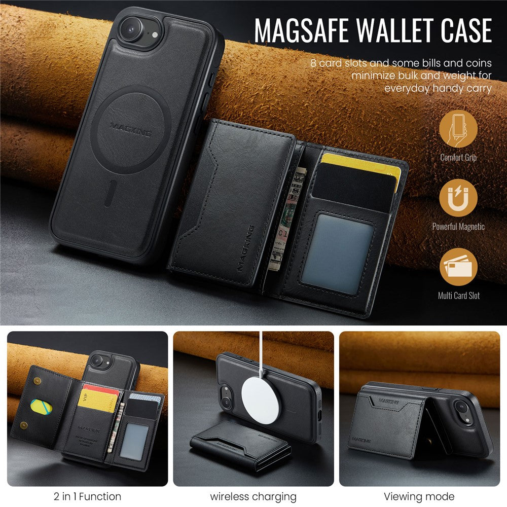 MAGKING K2-serien til iPhone 17e / 16e cover, kompatibel med MagSafe PC + TPU + PU telefoncover