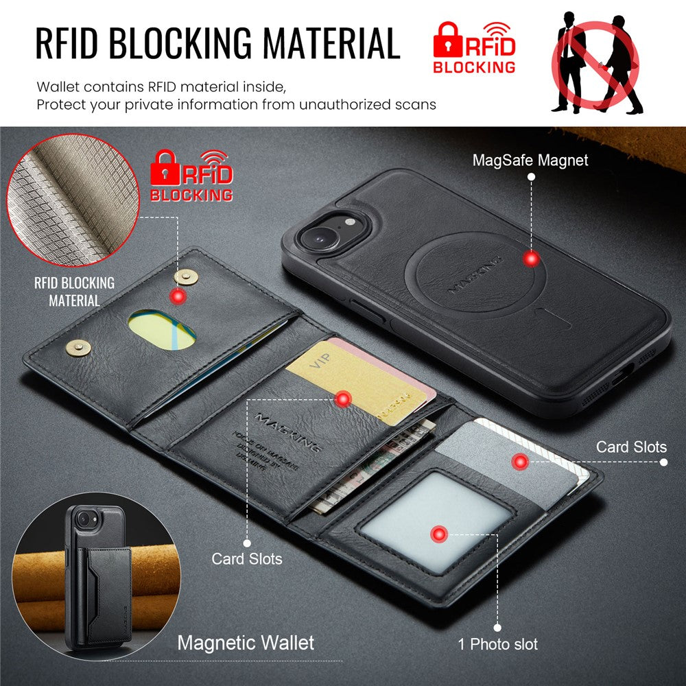 MAGKING K2-serien til iPhone 17e / 16e cover, kompatibel med MagSafe PC + TPU + PU telefoncover