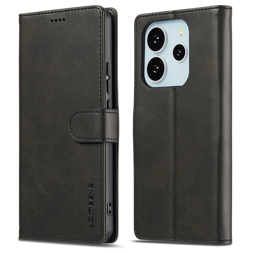 LC.IMEEKE For Xiaomi Redmi Note 14 4G (164.84mm) Case Calf Texture PU Leather Stand Wallet Phone Cover