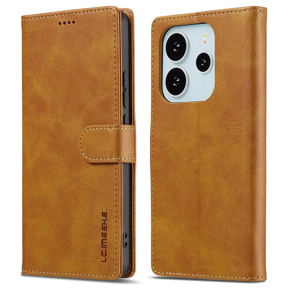 LC.IMEEKE For Xiaomi Redmi Note 14 4G (164.84mm) Case Calf Texture PU Leather Stand Wallet Phone Cover