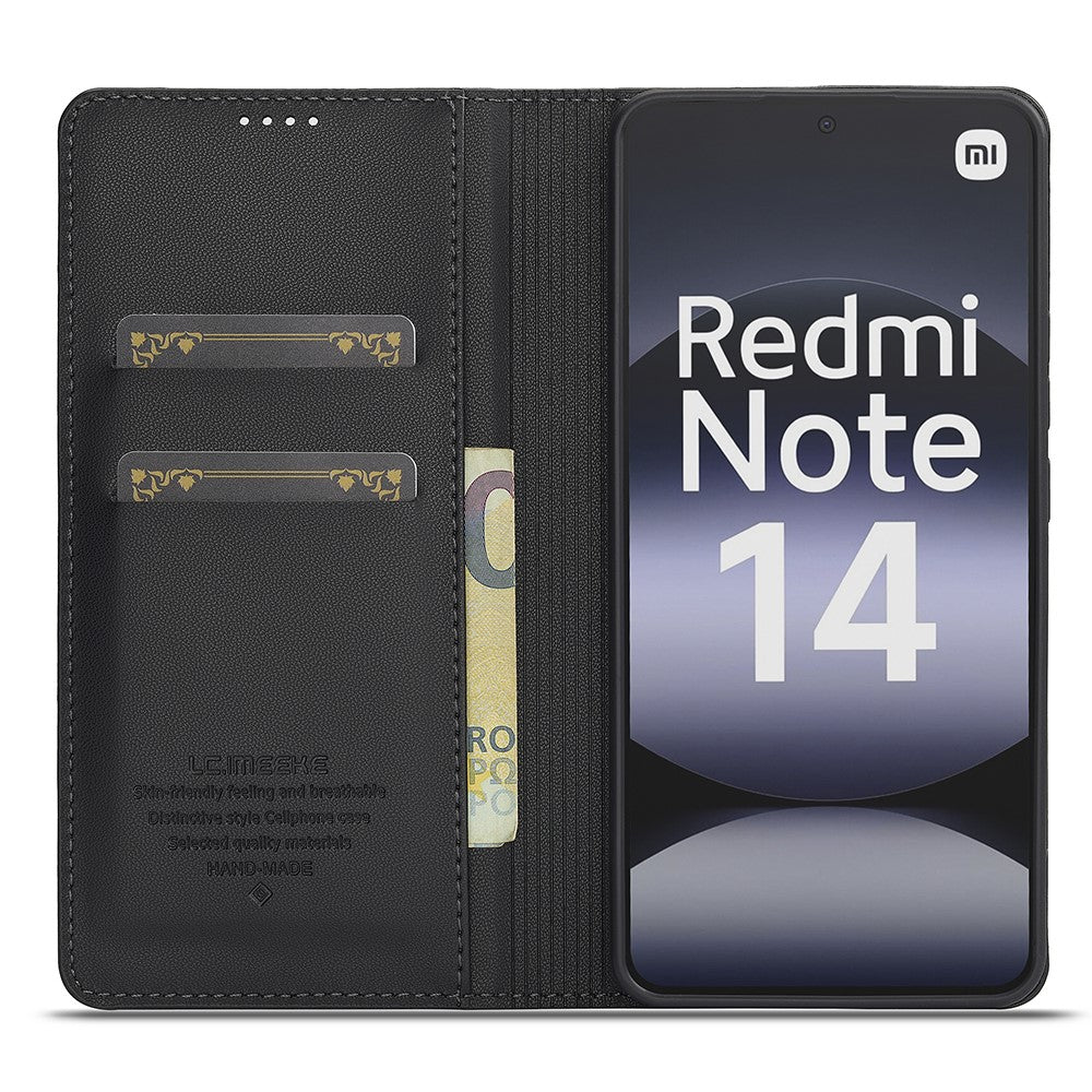 LC.IMEEKE L1 Series for Xiaomi Redmi Note 14 4G (164.84mm) Case PU Leather Wallet Stand Protective Phone Cover