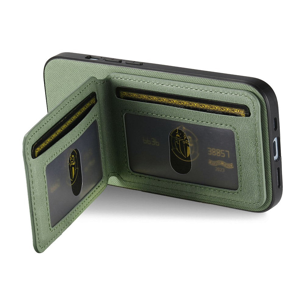For iPhone 13 6.1 inch Case Cloth Texture Leather + PC + TPU RFID Blocking Phone Cover with Card Holder