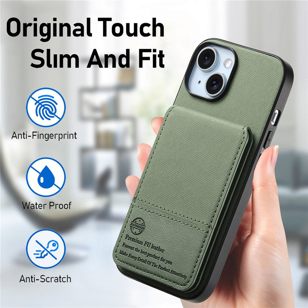 For iPhone 13 6.1 inch Case Cloth Texture Leather + PC + TPU RFID Blocking Phone Cover with Card Holder