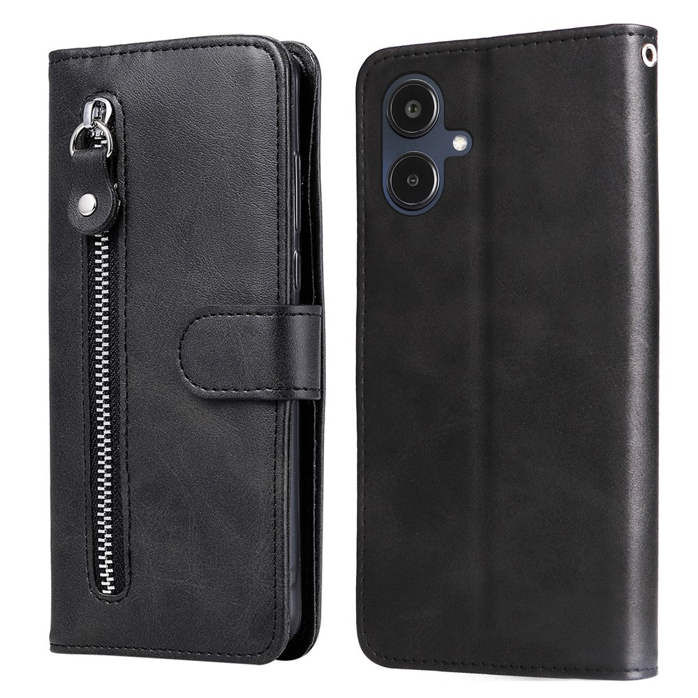 Til Samsung Galaxy A25e PU læderetuier med lynlåslomme Pung Telefoncover Stander