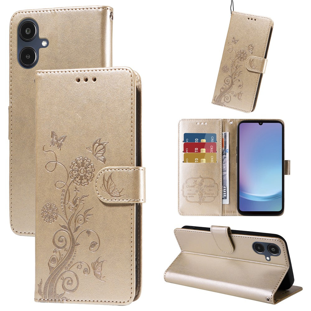 For Samsung Galaxy A25e Leather Case Butterfly Floral Imprint Wallet Stand Cover
