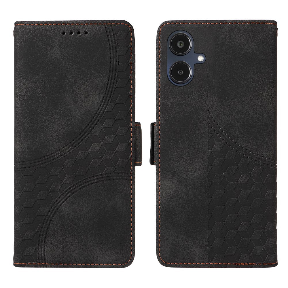 For Samsung Galaxy A25e Leather Cases Wallet Rhombus Imprinted Phone Cover Stand with Strap