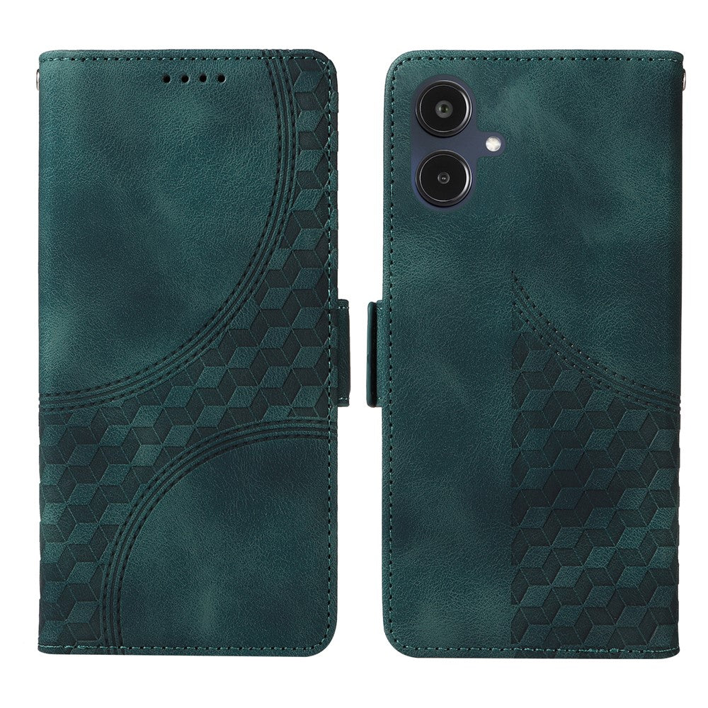 For Samsung Galaxy A25e Leather Cases Wallet Rhombus Imprinted Phone Cover Stand with Strap