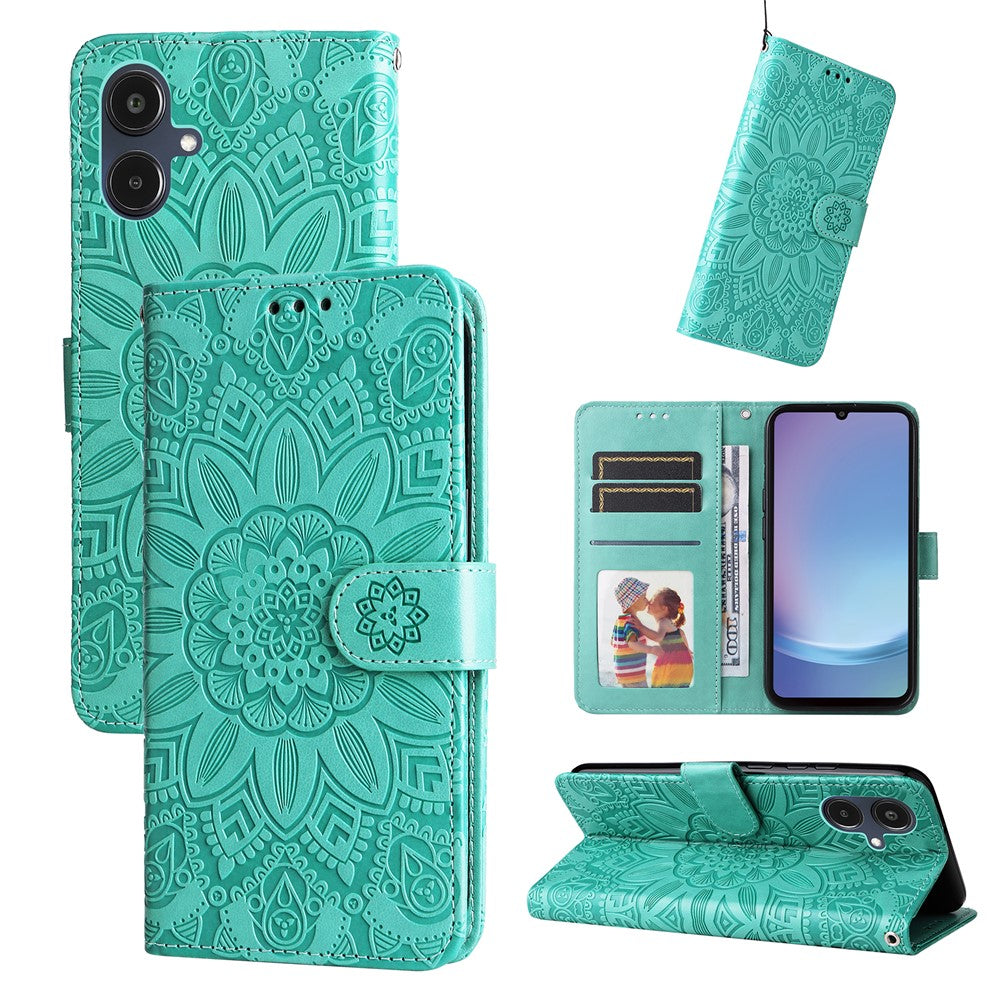 For Samsung Galaxy A25e Case Sunflower Imprint Leather Wallet Phone Cover