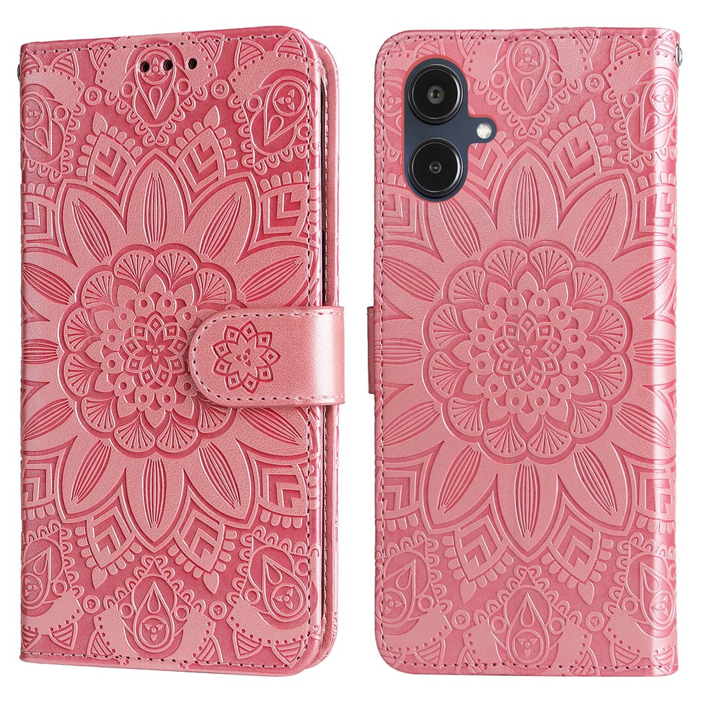 For Samsung Galaxy A25e Case Sunflower Imprint Leather Wallet Phone Cover