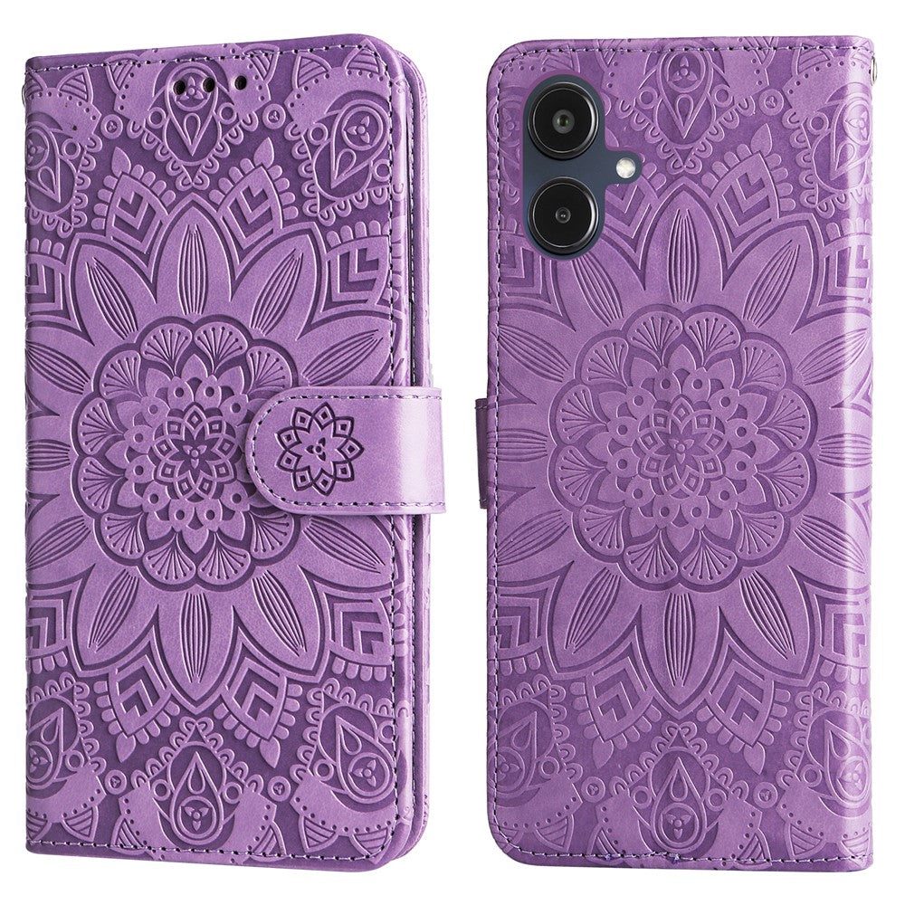 For Samsung Galaxy A25e Case Sunflower Imprint Leather Wallet Phone Cover