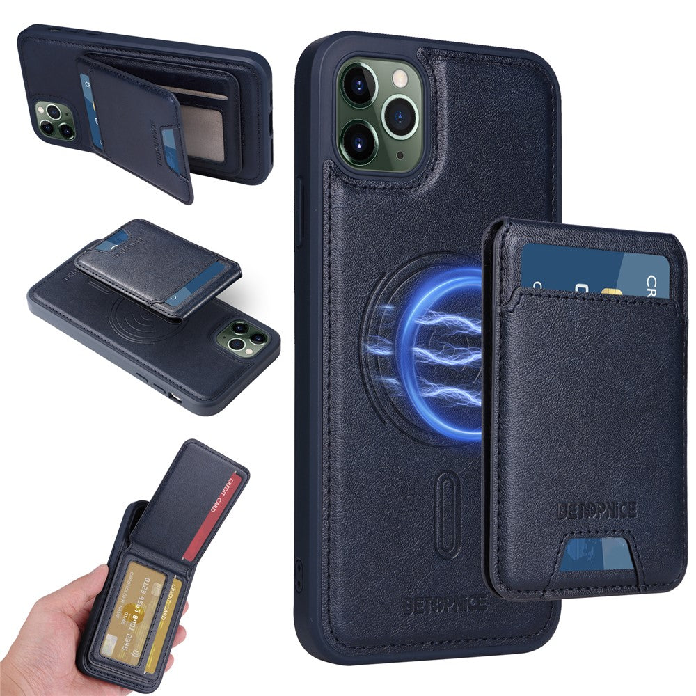 BETOPNICE For iPhone 11 Pro Max Magnetic Case  RFID Blocking Leather Phone Back Cover with Detachable Card Bag