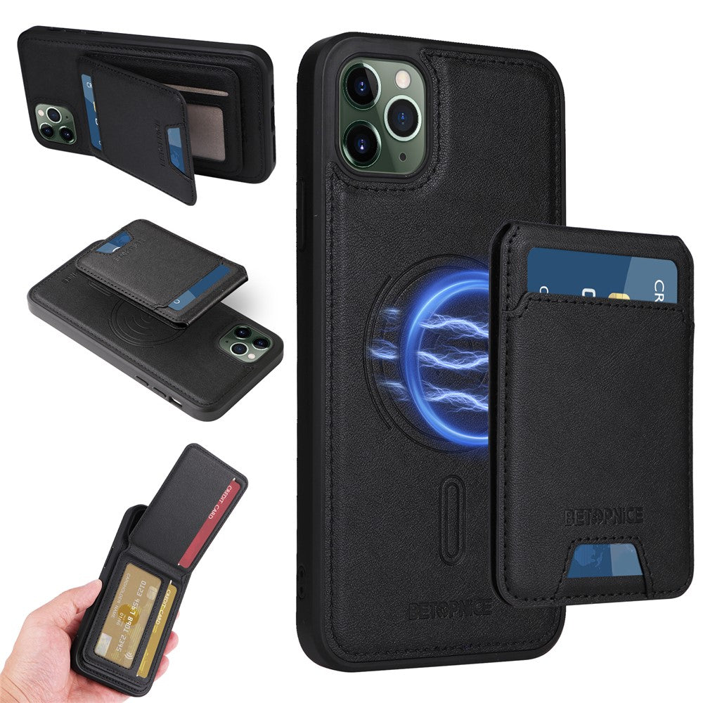 BETOPNICE For iPhone 11 Pro Max Magnetic Case  RFID Blocking Leather Phone Back Cover with Detachable Card Bag