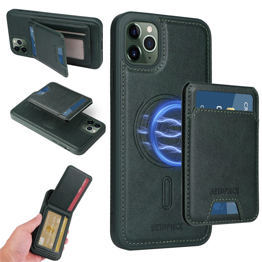 BETOPNICE For iPhone 11 Pro Max Magnetic Case  RFID Blocking Leather Phone Back Cover with Detachable Card Bag