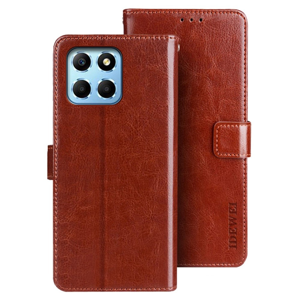 IDEWEI til Honor X8 5G PU-lædercover Crazy Horse-tekstureret pungstativ Stødabsorberende TPU magnetisk lukning telefoncover