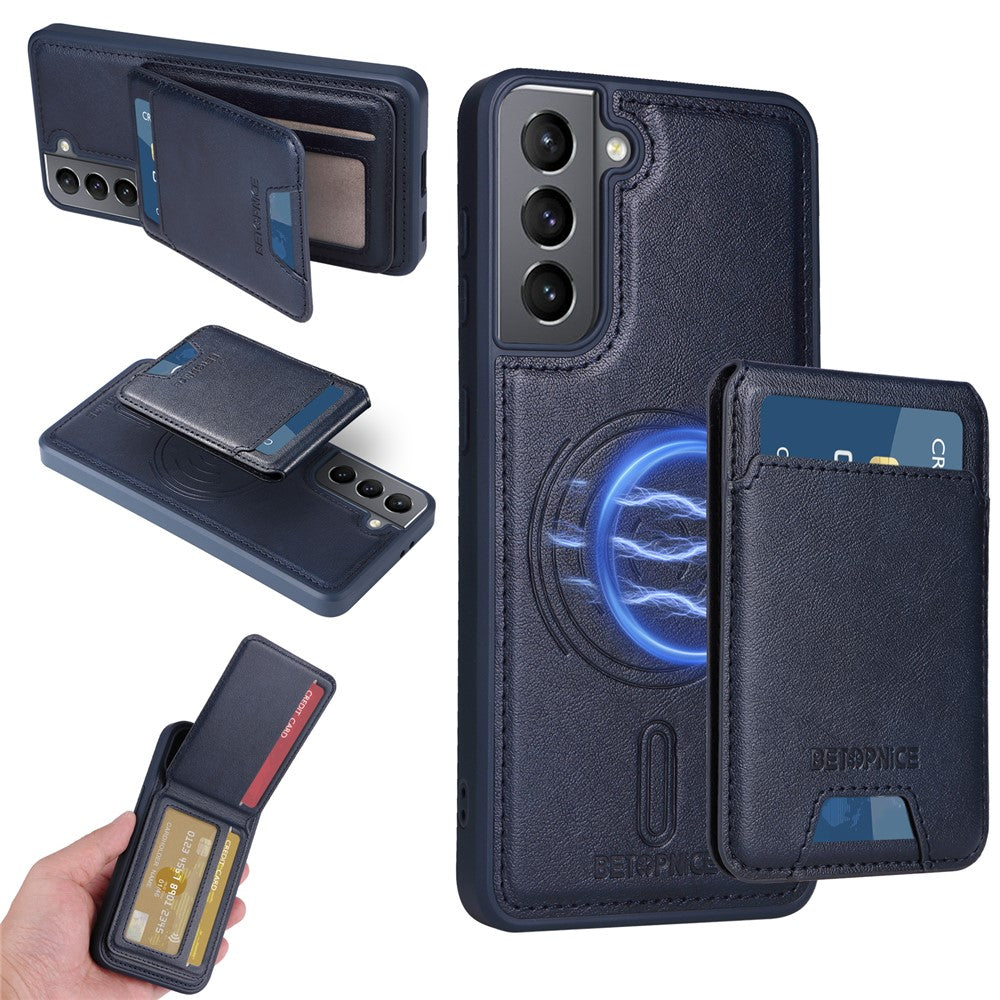BETOPNICE For Samsung Galaxy S21 4G Magnetic Case  RFID Blocking Leather Phone Back Cover with Detachable Card Bag