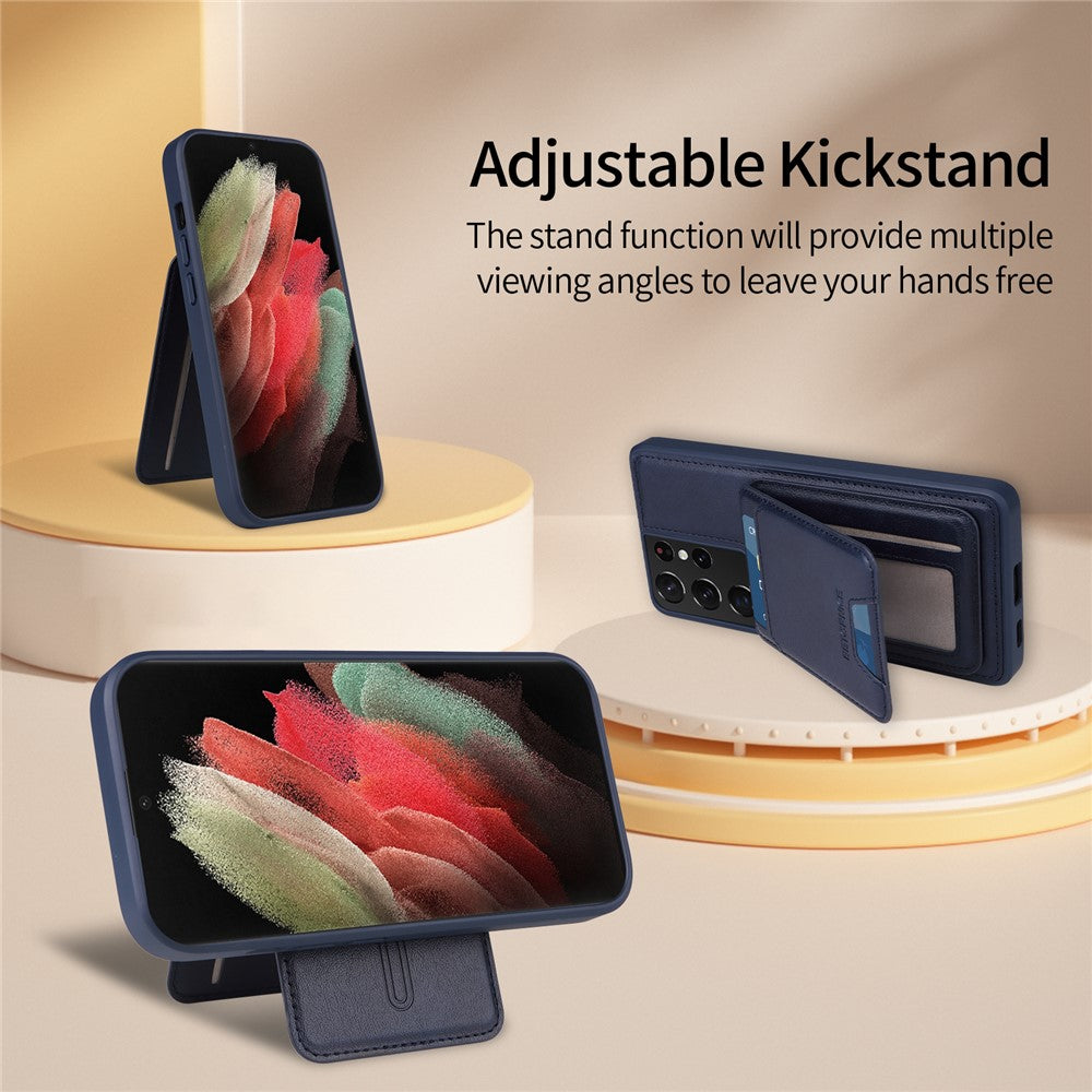 BETOPNICE Magnetiskt Skal För Samsung Galaxy S21 Ultra 5G RFID-blockerande Läderfodral med Avtagbar Korthållare