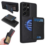 BETOPNICE Magnetiskt Skal För Samsung Galaxy S21 Ultra 5G RFID-blockerande Läderfodral med Avtagbar Korthållare