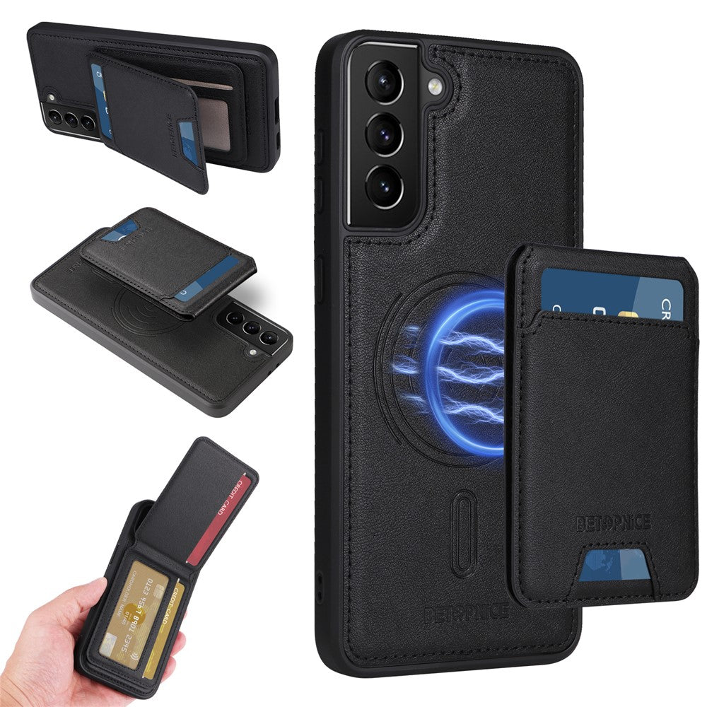 BETOPNICE til Samsung Galaxy S21+ 5G Magnetisk Etui RFID-blokerende Læder Telefoncover med Aftagelig Korttaske