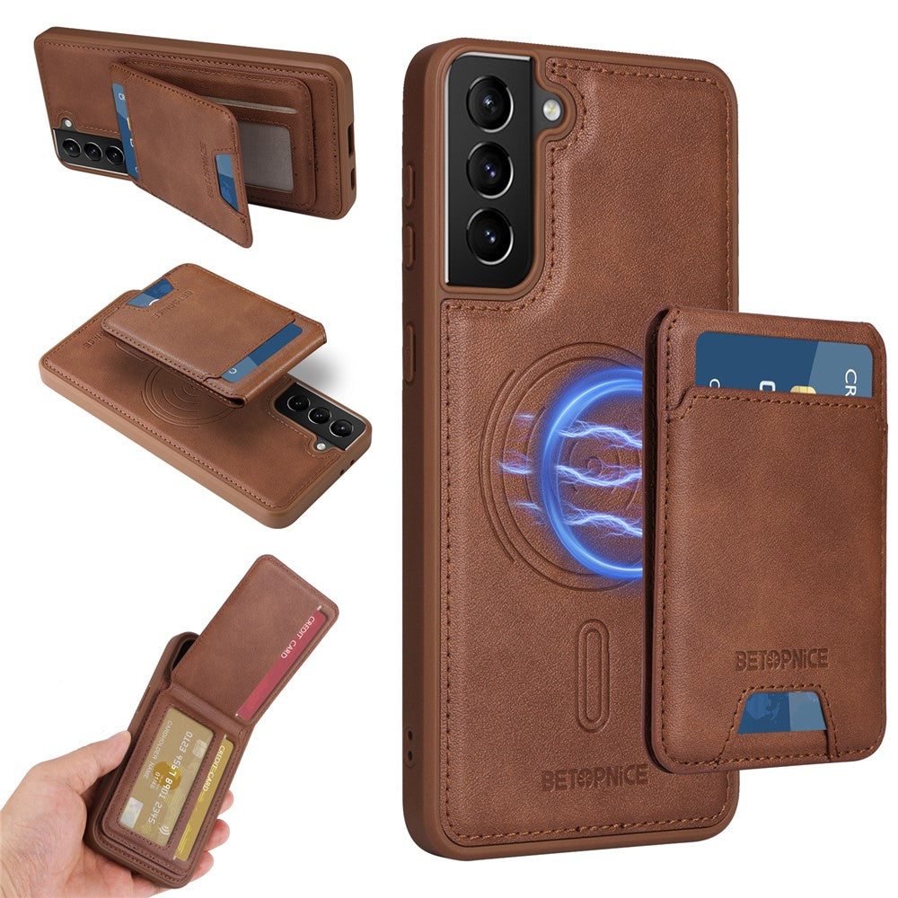 BETOPNICE til Samsung Galaxy S21+ 5G Magnetisk Etui RFID-blokerende Læder Telefoncover med Aftagelig Korttaske