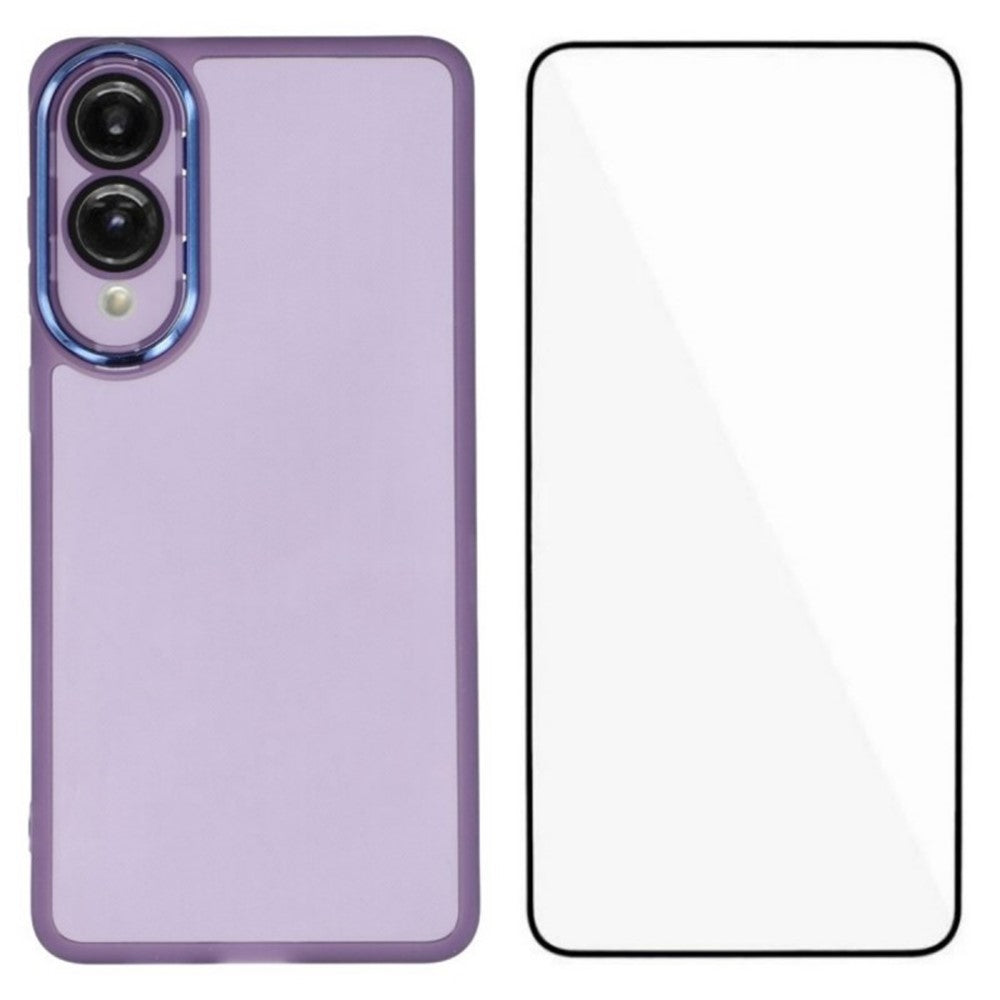 WANLONFENG For Samsung Galaxy S25 Edge TPU Case  DKSM Series Electroplated Frame Back Cover with Tempered Glass