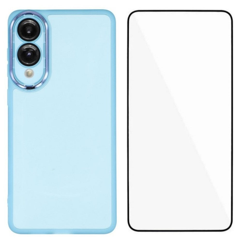 WANLONFENG For Samsung Galaxy S25 Edge TPU Case  DKSM Series Electroplated Frame Back Cover with Tempered Glass