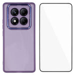 WANLONFENG For Xiaomi Redmi Note 14 Pro 4G TPU Case  DKSM Series Electroplated Frame Back Cover with Tempered Glass
