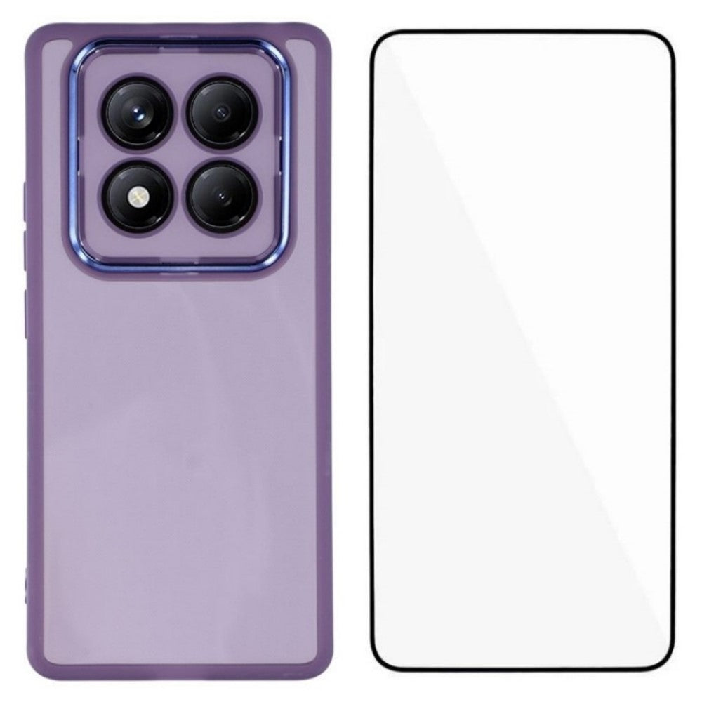 WANLONFENG For Xiaomi Redmi Note 14 Pro 4G TPU Case  DKSM Series Electroplated Frame Back Cover with Tempered Glass