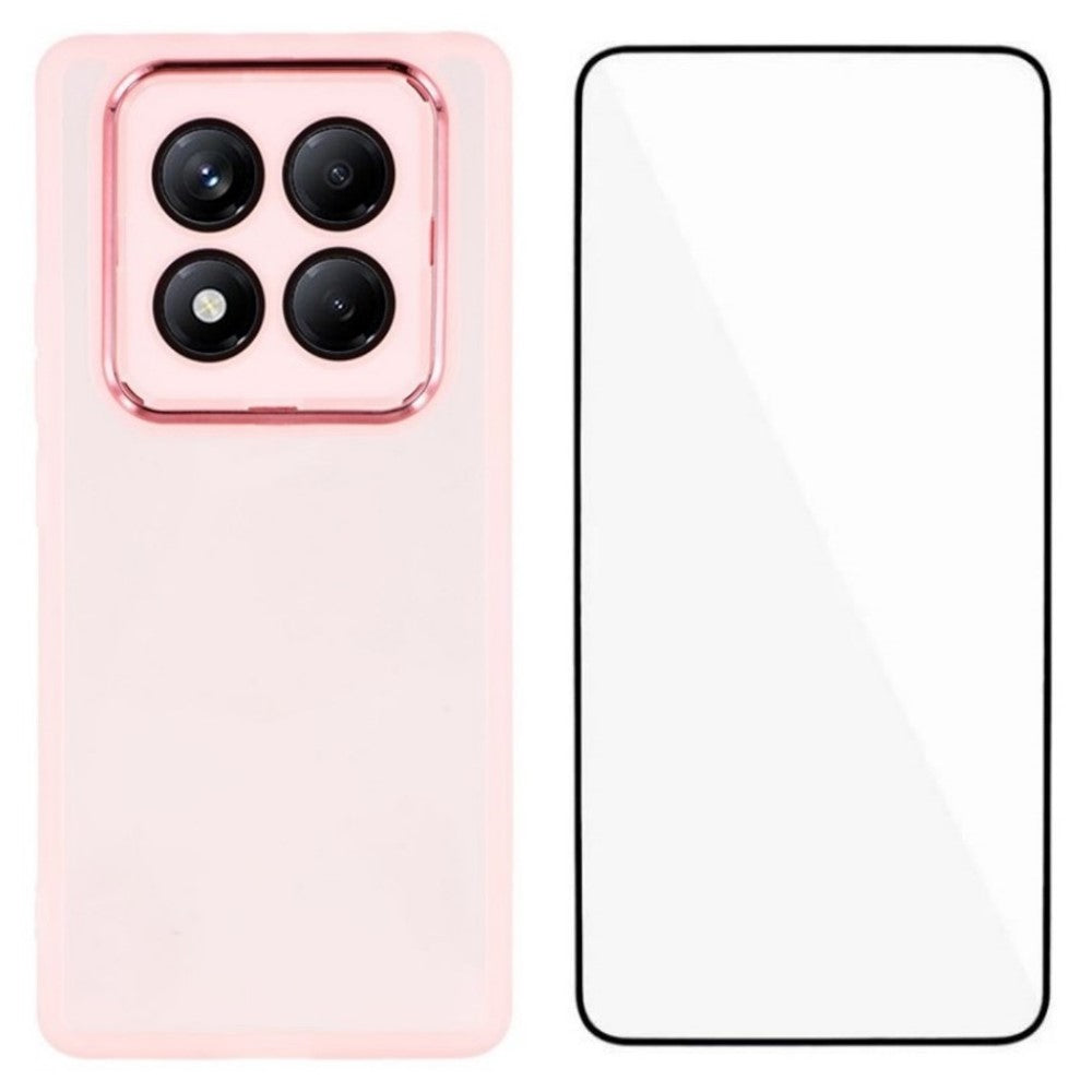 WANLONFENG For Xiaomi Redmi Note 14 Pro 4G TPU Case  DKSM Series Electroplated Frame Back Cover with Tempered Glass