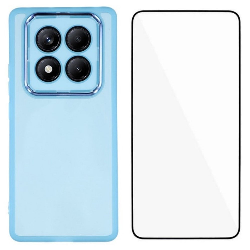 WANLONFENG For Xiaomi Redmi Note 14 Pro 4G TPU Case  DKSM Series Electroplated Frame Back Cover with Tempered Glass