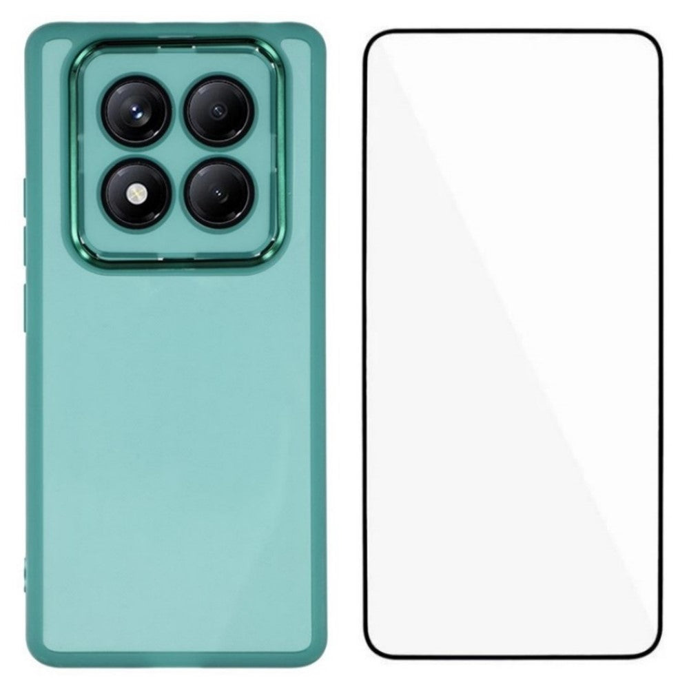 WANLONFENG For Xiaomi Redmi Note 14 Pro 4G TPU Case  DKSM Series Electroplated Frame Back Cover with Tempered Glass