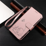 For Xiaomi Redmi A5 NFC (EU) (173.45mm) Case Cat Pattern Imprint Leather Phone Cover with Wrist Strap