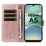 For Xiaomi Redmi A5 NFC (EU) (173.45mm) Case Cat Pattern Imprint Leather Phone Cover with Wrist Strap